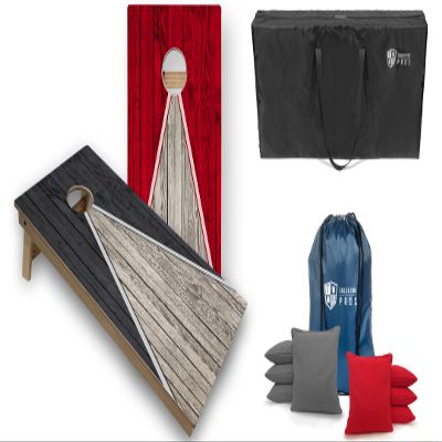 Tailgating Pros Pyramid Tournament Grade Cornhole Board Set w/LED Ring Lights, Carrying Case, & Bags - 4'x2' Regulation Cornhole Game