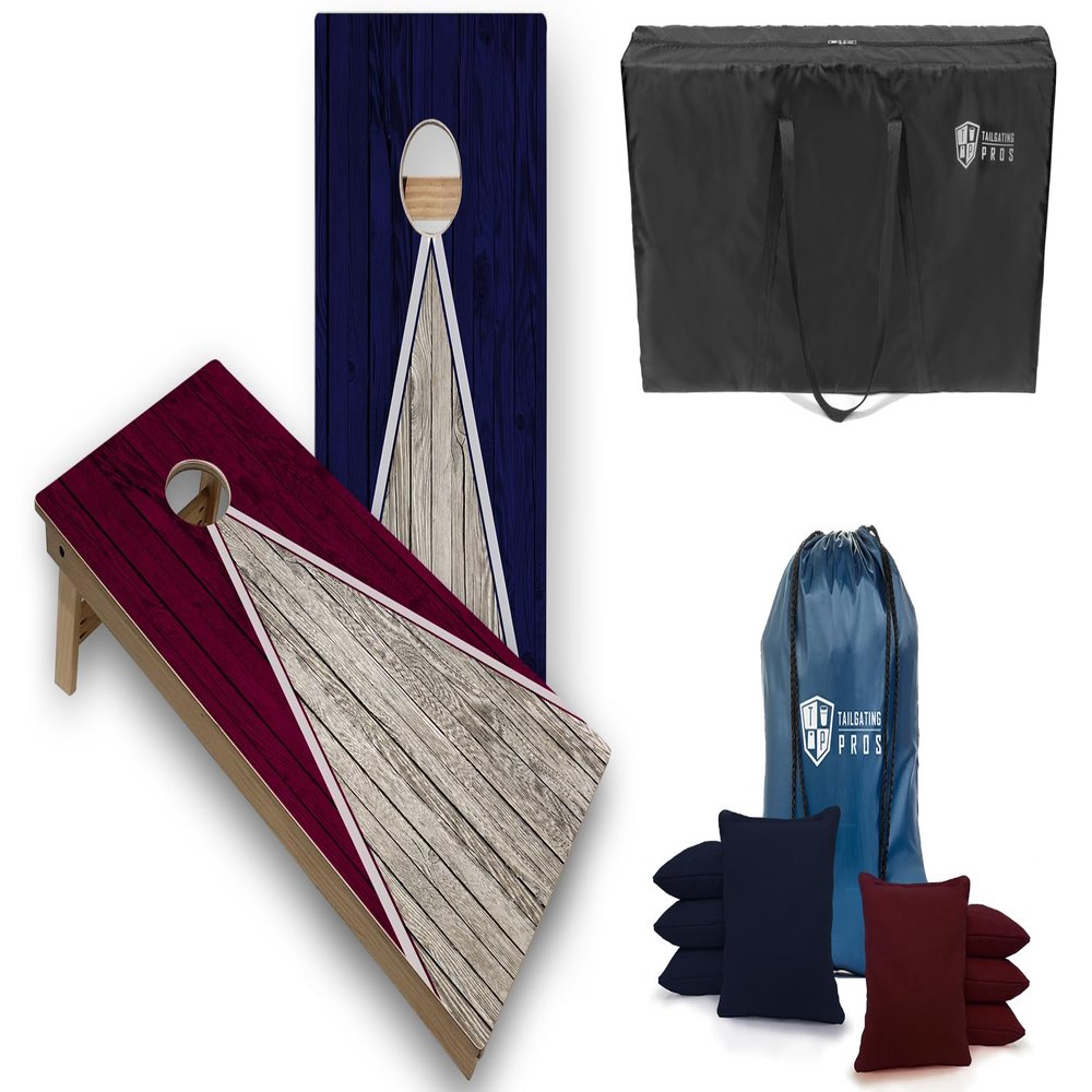Tailgating Pros Pyramid Tournament Grade Cornhole Board Set w/LED Ring Lights, Carrying Case, & Bags - 4'x2' Regulation Cornhole Game