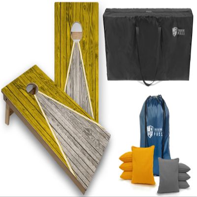 Tailgating Pros Tournament Grade Pyramid Design Cornhole Board Set w/Bean Bags and Carrying Case - 4'x2' Regulation Cornhole Game