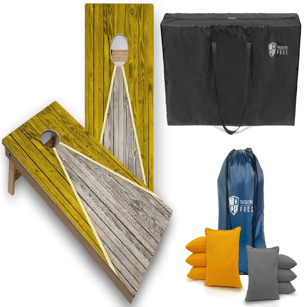 Tailgating Pros Tournament Grade Pyramid Design Cornhole Board Set w/Bean Bags and Carrying Case - 4'x2' Regulation Cornhole Game