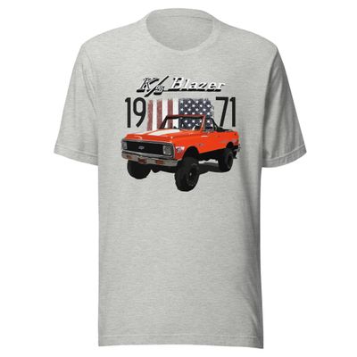 1971 Chevy Blazer K5 American Patriotic Short-Sleeve Unisex T-Shirt Sport Grey