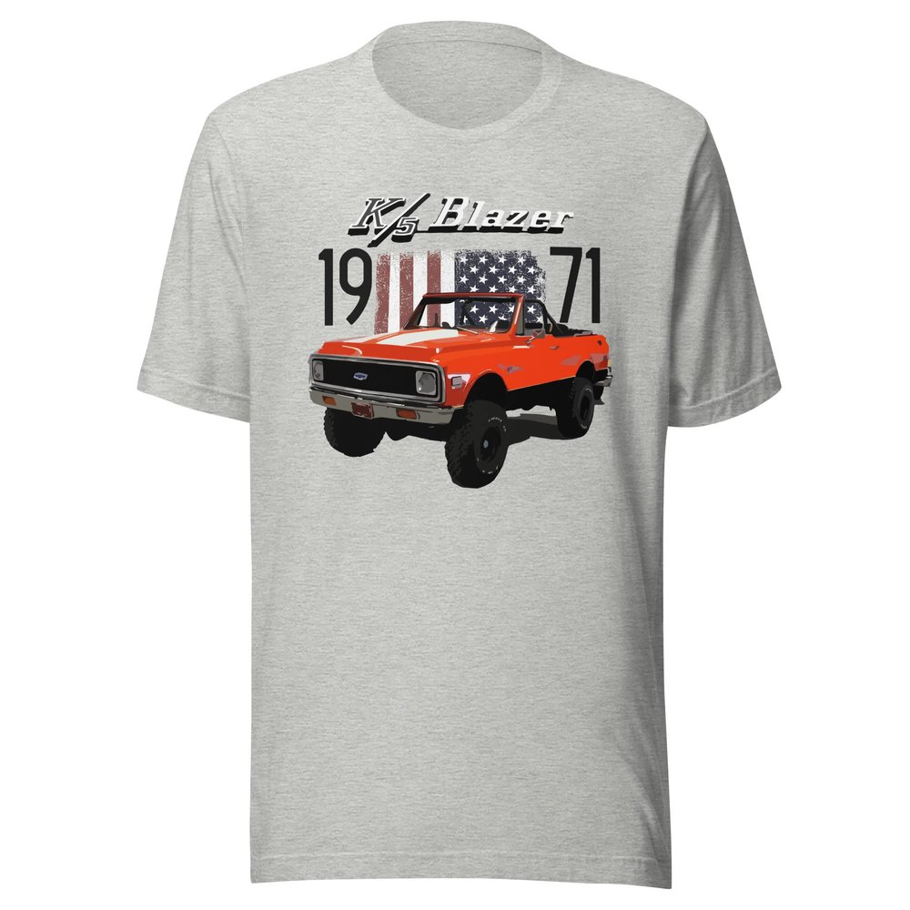 1971 Chevy Blazer K5 American Patriotic Short-Sleeve Unisex T-Shirt Sport Grey