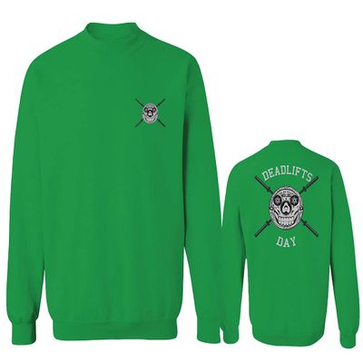 0137. Funny dope Graphic Skull Deadlifts Day Fitness Style wear Gym Workout Men's Crewneck Sweatshirt (Irish Green Medium)