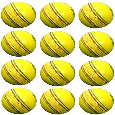 Hand Stitched Yellow Indoor Cricket Balls - Pack of 12