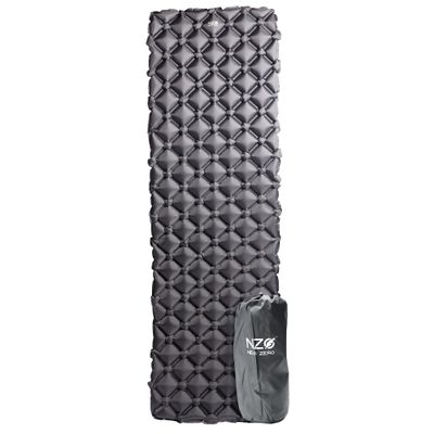 NEAR ZERO Ultralight Inflatable Sleeping Pad Compact 14.5 oz Air Pad, Quick Inflate with 11 Breaths, Durable Rip-Resistant Nylon Ideal for Backpacking & Warm Weather, Gray