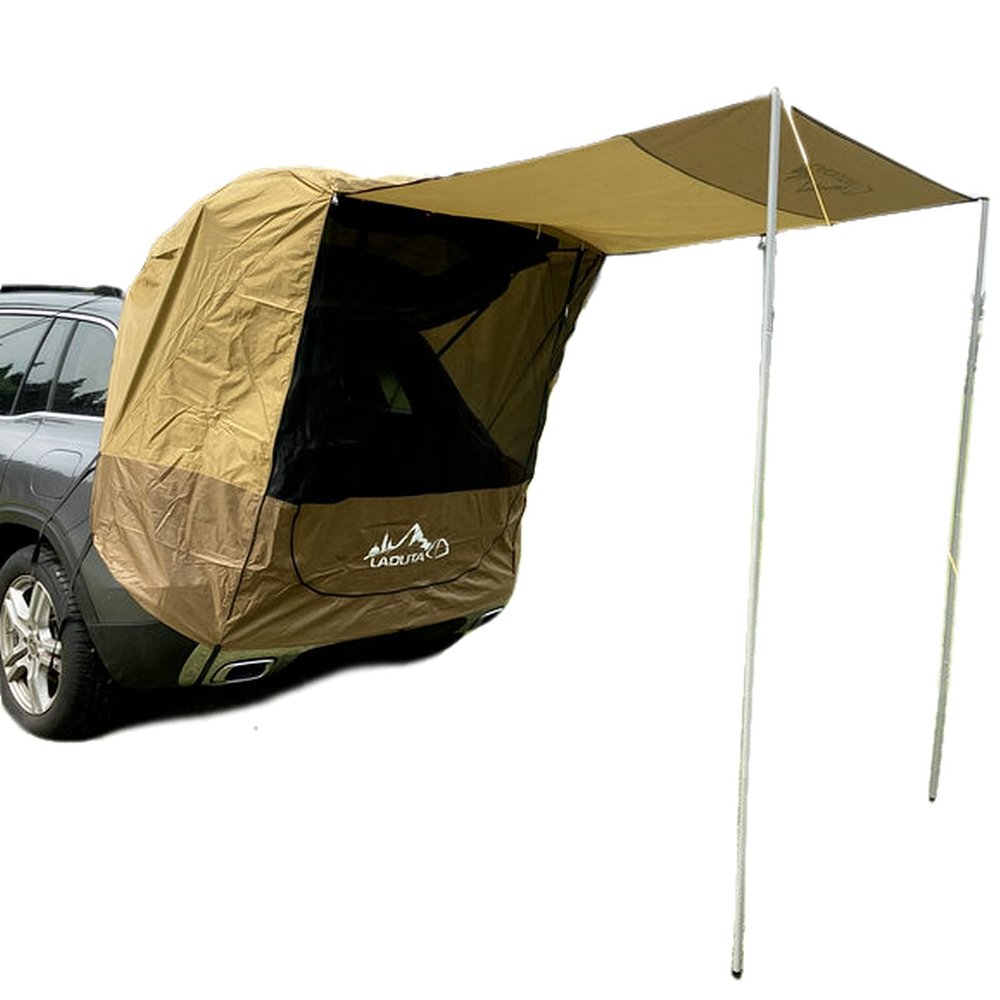 Tailgate Tent for Car Shade Awning Tent Auto Canopy Roof Top Sun Protection Waterproof UV Proof for SUV Camping Picnic Large (Brown)