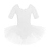 Freebily Girls Ruffle Flying Short Sleeve Ballet Dance Dress for Gymnastic Athletic Leotard Tutu Skirted Dancing Costume White 10-12 view 1