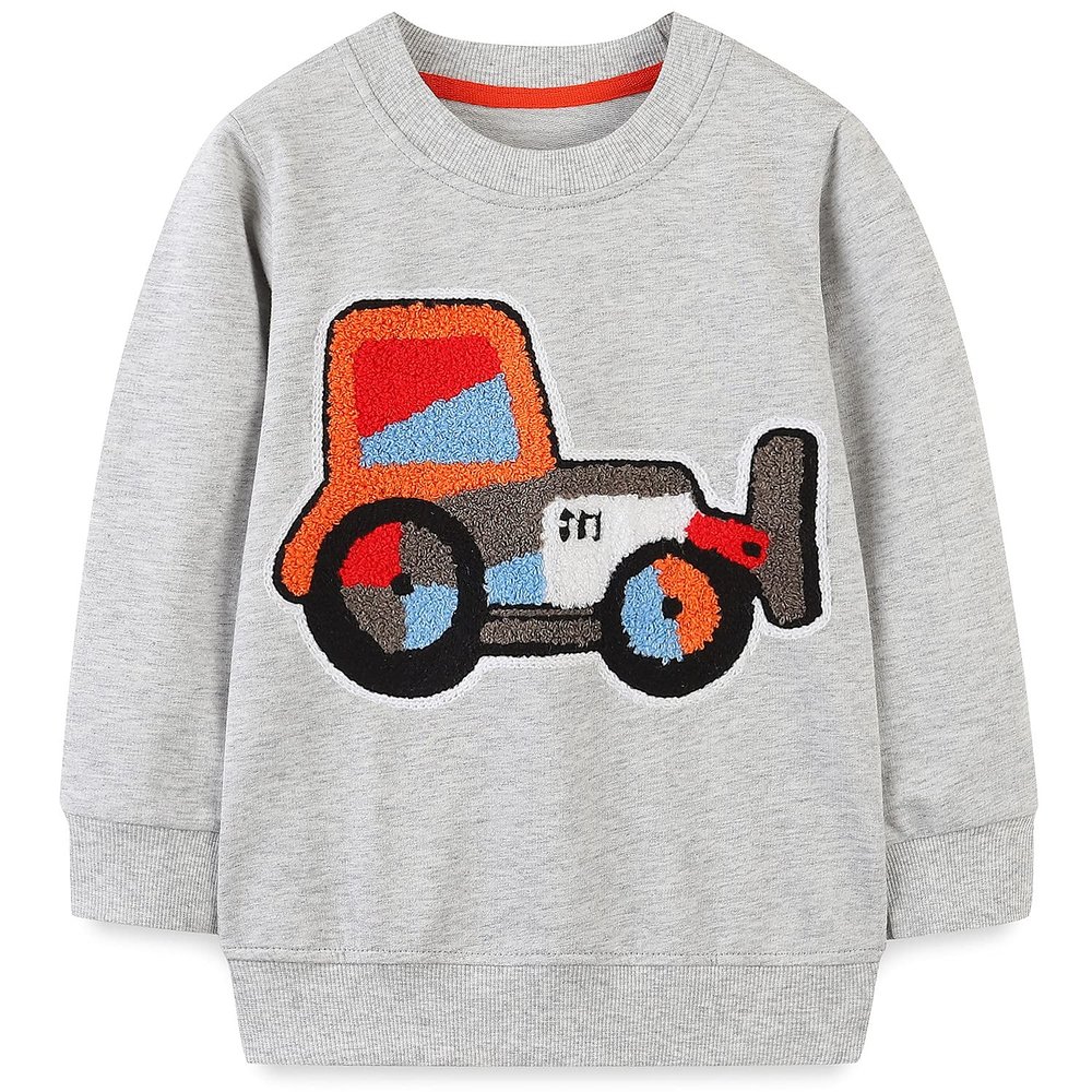 Bumeex Toddler Boy Sweatshirt Clothes,Monster and Truck Long Sleeve Shirt Top Outfit Grey 3T