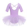 Freebily Girls Ruffle Flying Short Sleeve Ballet Dance Dress for Gymnastic Athletic Leotard Tutu Skirted Dancing Costume Purple 12-14 view 2