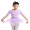 Freebily Girls Ruffle Flying Short Sleeve Ballet Dance Dress for Gymnastic Athletic Leotard Tutu Skirted Dancing Costume Purple 12-14 view 3