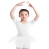 Freebily Girls Ruffle Flying Short Sleeve Ballet Dance Dress for Gymnastic Athletic Leotard Tutu Skirted Dancing Costume White 12-14 view 3