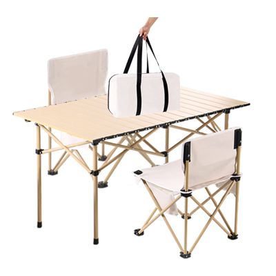 Camping Table Chairs Folding Table Set with Carrying Bag, Portable Outdoor Patio Table, Lightweight and Durable Aluminum Table 95x57x50cm (Color : 2 in 1)