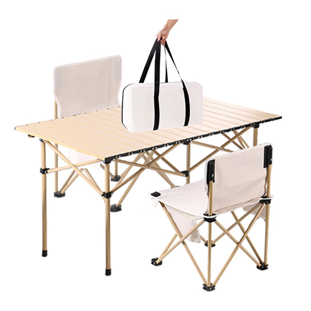 Camping Table Chairs Folding Table Set with Carrying Bag, Portable Outdoor Patio Table, Lightweight and Durable Aluminum Table 95x57x50cm (Color : 2 in 1)
