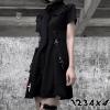Goth Dress Punk Gothic Harajuku Summer Black Mini Dress Shirt Women Short Sleeve Emo Clothes Mall Goth Accessories(M) view 2