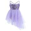 Agoky Kids Girls Sequined Ballet Dance Dress Lyrical Dance Costume Camisole Gymnastic Leotard Skirt with Tutu Dress Dancewear Purple 12-14 view 1