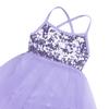 Agoky Kids Girls Sequined Ballet Dance Dress Lyrical Dance Costume Camisole Gymnastic Leotard Skirt with Tutu Dress Dancewear Purple 12-14 view 3