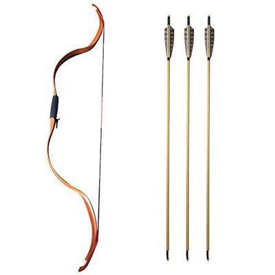 ZSHJG Traditional Longbow Handmade Recurve Bow 20lbs Archery Bow Takedown Traditional Bow Hunting Horse Bow and Arrow Set for Target Shooting Hunting (Brown Bow Set)