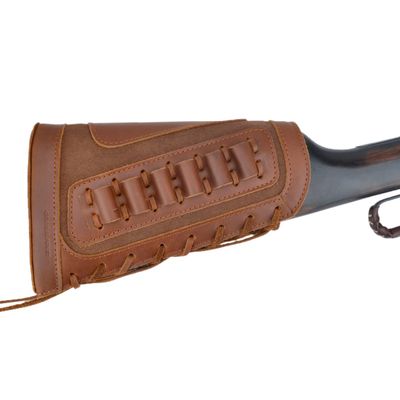 Leather Rifles Ammo Pouch, Gun Buttstock with Recoil Pad for .308 .30-30 .30-06 .45-70 .357 Shell Holder (Brown for .308 .45-70 .30-06)