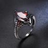 18K Gold Plated Shiny Half Full Diamond Marquise Cut Cubic Zirconia Sapphire Ring Red Garnet Gemstone Ring Eternity Engagement Wedding Band Ring for Women ST.208 (Black/red Stone, 6) view 2