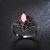 18K Gold Plated Shiny Half Full Diamond Marquise Cut Cubic Zirconia Sapphire Ring Red Garnet Gemstone Ring Eternity Engagement Wedding Band Ring for Women ST.208 (Black/red Stone, 6) view 3