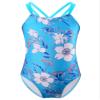 Freebily Girls Floral Printed One-Piece Swimsuit Kids Criss Cross Flounce Bathing Suit Swimming Leotard Blue C 8 view 1