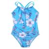 Freebily Girls Floral Printed One-Piece Swimsuit Kids Criss Cross Flounce Bathing Suit Swimming Leotard Blue C 8 view 3