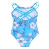 Freebily Girls Floral Printed One-Piece Swimsuit Kids Criss Cross Flounce Bathing Suit Swimming Leotard Blue C 8 view 4