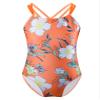 Freebily Girls Floral Printed One-Piece Swimsuit Kids Criss Cross Flounce Bathing Suit Swimming Leotard Orange C 14 view 1