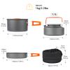 YETO Camping Cookware Set Hard-Anodized Aluminum Foldable Backpacking Camping Pots and Frying Pans Cooking Camp Kitchen Camping Mess Kit Eco-Friendly Cooker Set for 2-3 Persons,MediumGrey view 2