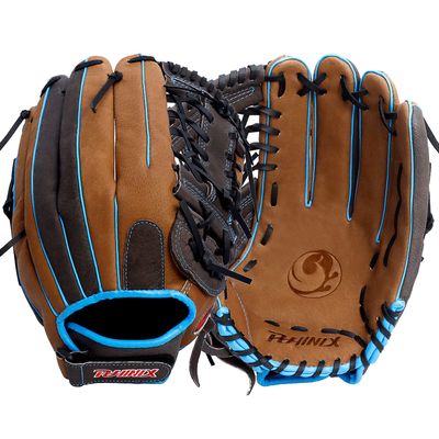 PHINIX 14" Slowpitch All Pigskin Softball Gloves (Tan & Brown)