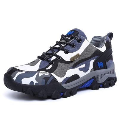 hongrenamz Camping Boots Lace-up Men Women Walking Climbing Shoes Mountain Trekking Shoes Non-Slip Breathable for Travelling Backpacking Hiking Biking Blue-EU42
