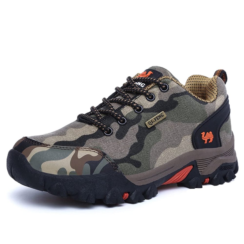 hongrenamz Camping Boots Lace-up Men Women Walking Climbing Shoes Mountain Trekking Shoes Non-Slip Breathable for Travelling Backpacking Hiking Biking Red-EU38