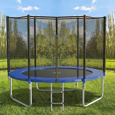 AOTOB 8 FT Trampoline Safety Enclosure Net Combo Bounce Jump for Kids Outdoor with Spring Pad Jump Mat & Ladder