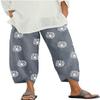 DLFE Summer Pants for Women Casual Pockets Cotton Linen Wide Leg Drawstring Elastic Waist Capris Crop Pants (Small,2-Gray) view 1