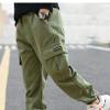 Oyolan Kids Boys Cargo Pants Cotton Casual Pants Drawstring Loose Jogging Bottoms Elastic Cuffed Cargo Joggers Army_Green 12 Years view 3