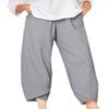 DLFE Summer Pants for Women Casual Pockets Cotton Linen Wide Leg Drawstring Elastic Waist Capris Crop Pants (4X-Large,1-Gary) view 1