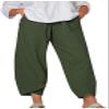 DLFE Summer Pants for Women Casual Pockets Cotton Linen Wide Leg Drawstring Elastic Waist Capris Crop Pants (X-Large,1-Army Green) view 1