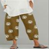 DLFE Summer Pants for Women Casual Pockets Cotton Linen Wide Leg Drawstring Elastic Waist Capris Crop Pants (XX-Large,2-Khaki) view 2