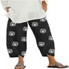 DLFE Summer Pants for Women Casual Pockets Cotton Linen Wide Leg Drawstring Elastic Waist Capris Crop Pants (3X-Large,2-Black) view 1