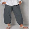 DLFE Summer Pants for Women Casual Pockets Cotton Linen Wide Leg Drawstring Elastic Waist Capris Crop Pants (3X-Large,1-Dary Gray) view 4