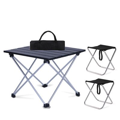 Camping Table Chairs Portable Folding Table and Chair Set, Lightweight Aluminum Camping Picnic Table, Suitable for Beach Fishing 40x35x32cm (Color : Package 2)