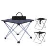 Camping Table Chairs Portable Folding Table and Chair Set, Lightweight Aluminum Camping Picnic Table, Suitable for Beach Fishing 40x35x32cm (Color : Package 2) view 1