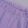 DLFE Summer Pants for Women Casual Pockets Cotton Linen Wide Leg Drawstring Elastic Waist Capris Crop Pants (X-Large,1-Purple) view 2