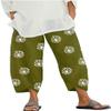 DLFE Summer Pants for Women Casual Pockets Cotton Linen Wide Leg Drawstring Elastic Waist Capris Crop Pants (X-Large,2-Green) view 1