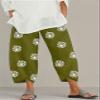 DLFE Summer Pants for Women Casual Pockets Cotton Linen Wide Leg Drawstring Elastic Waist Capris Crop Pants (X-Large,2-Green) view 2
