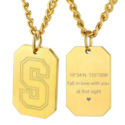 GOLDCHIC JEWELRY Gold Chain for Men with S Pendant, 18K Gold Plated Personalized Capital Monogram Necklace Alphabet Chain Necklace, S Necklace