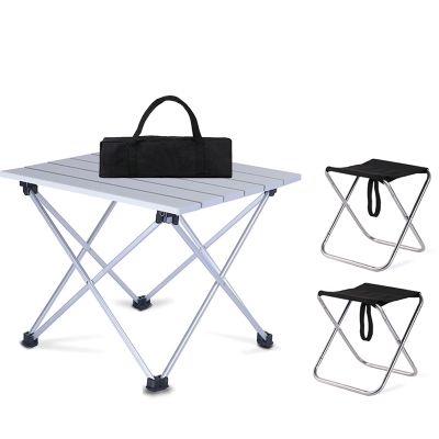 Camping Table Chairs Aluminum Folding Table and Chair Set, Camping Picnic Table with Tote Bag, Easy to Use Without Assembly 56x40x40cm (Size : Package 2)