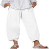 DLFE Summer Pants for Women Casual Pockets Cotton Linen Wide Leg Drawstring Elastic Waist Capris Crop Pants (5X-Large,1-White) view 1