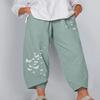 DLFE Summer Pants for Women Casual Pockets Cotton Linen Wide Leg Drawstring Elastic Waist Capris Crop Pants (Medium,4-Green) view 2