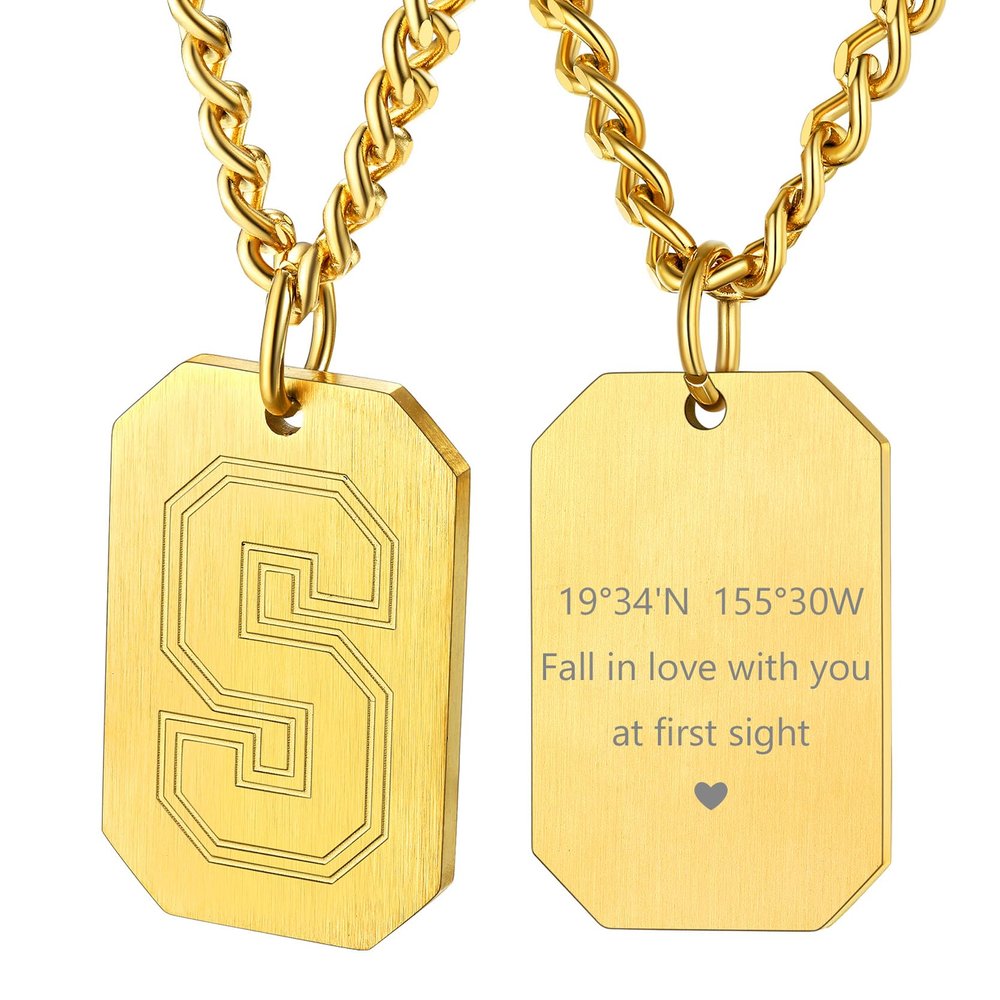 GOLDCHIC JEWELRY Gold Chain for Men with S Pendant, 18K Gold Plated Capital Monogram Necklace Alphabet Chain Necklace, S Necklace